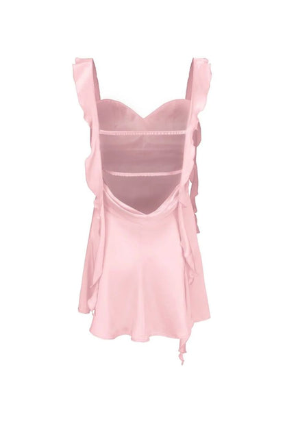 Cute Pink Ruffle Homecoming Dresses Satin Mini Hoco Dress Back To School,AST2066