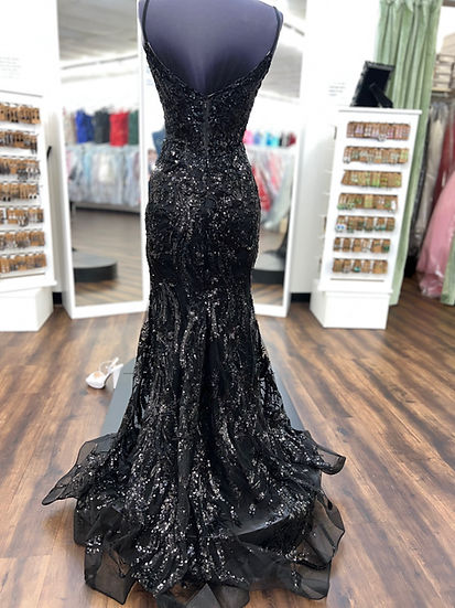 Straps Gold Sequin Mermaid Long Party Dress