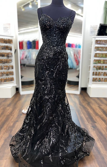 Straps Gold Sequin Mermaid Long Party Dress