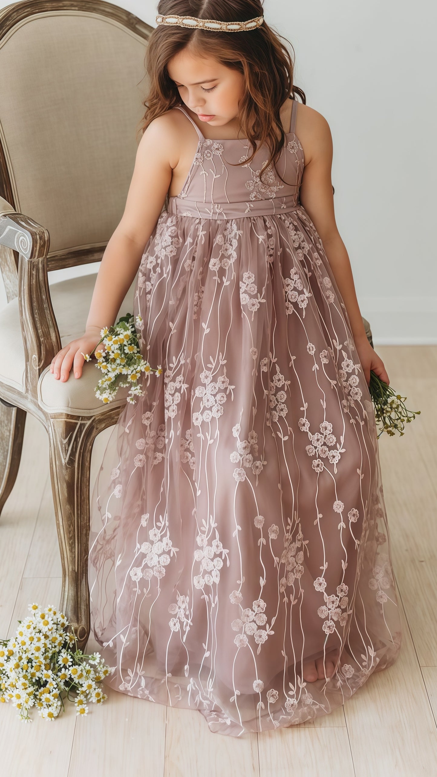 Dusty Rose Lace Flower Girls Dresses,AST1653