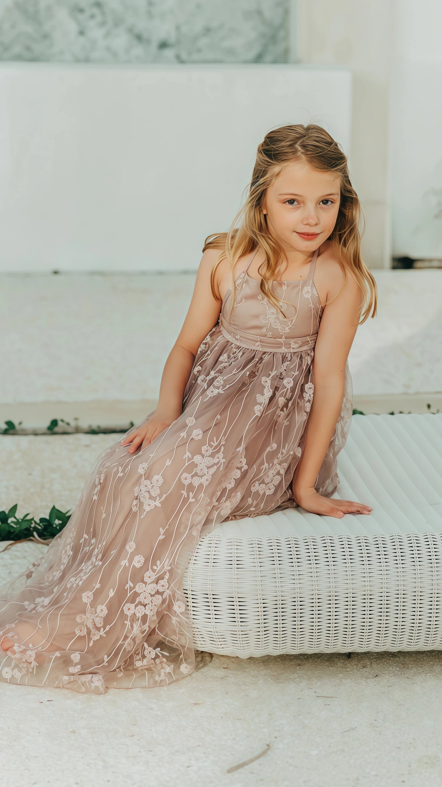 Dusty Rose Lace Flower Girls Dresses,AST1653