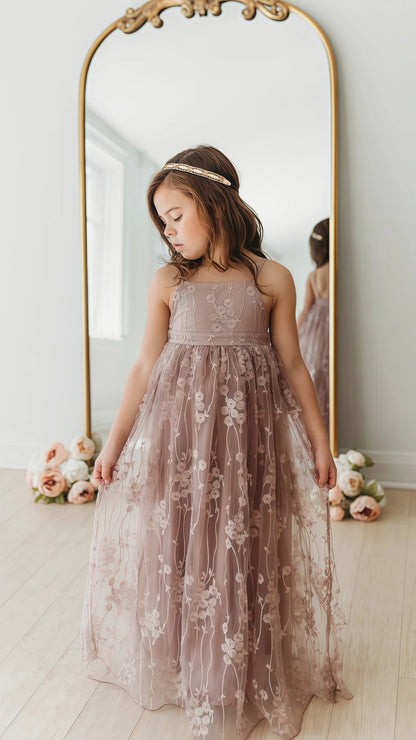 Dusty Rose Lace Flower Girls Dresses,AST1653