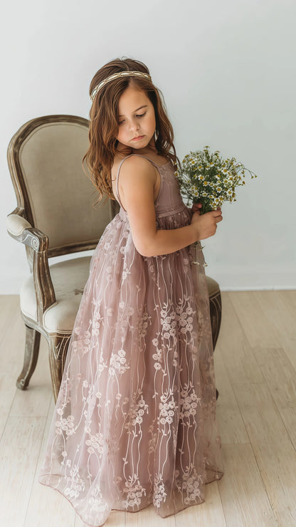 Dusty Rose Lace Flower Girls Dresses,AST1653