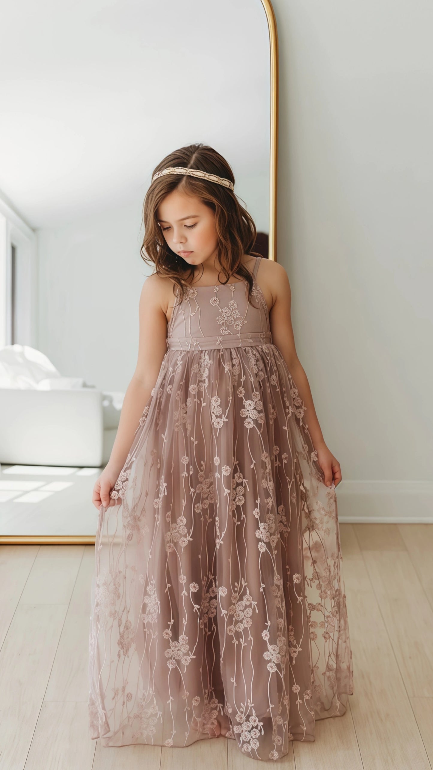 Dusty Rose Lace Flower Girls Dresses,AST1653