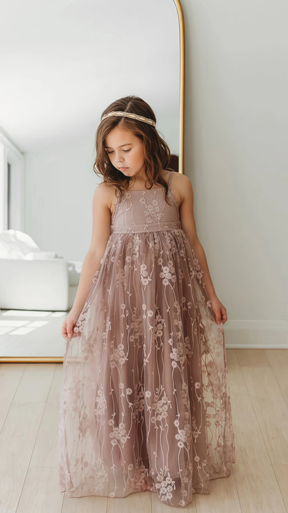 Dusty Rose Lace Flower Girls Dresses,AST1653