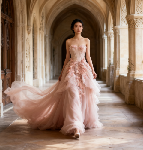 Pink Vintage A-line Sweetheart Lace Tulle Long Evening Gown Applique Wedding Dress