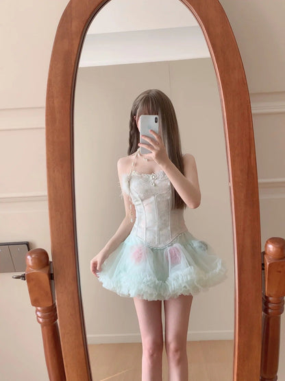 Sweet Tulle Strapless A-Line Short Party Dresses Lace Homecoming Dress