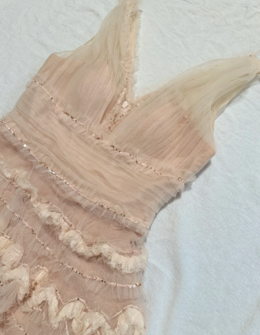 V neck Sheath Short Prom Dresses Tulle Birthday Dresses, Light Champagne Homecoming Dresses