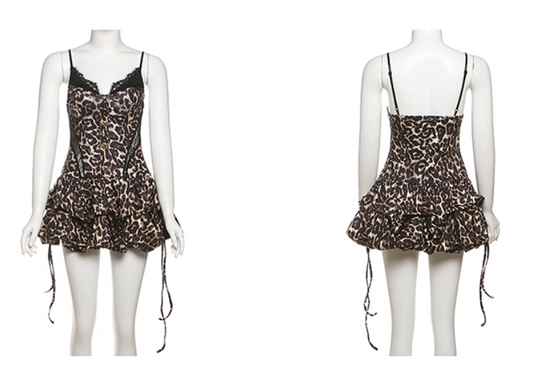 Leopard Print Homecoming Dresses Spaghetti Straps Sexy Birthday Dresses