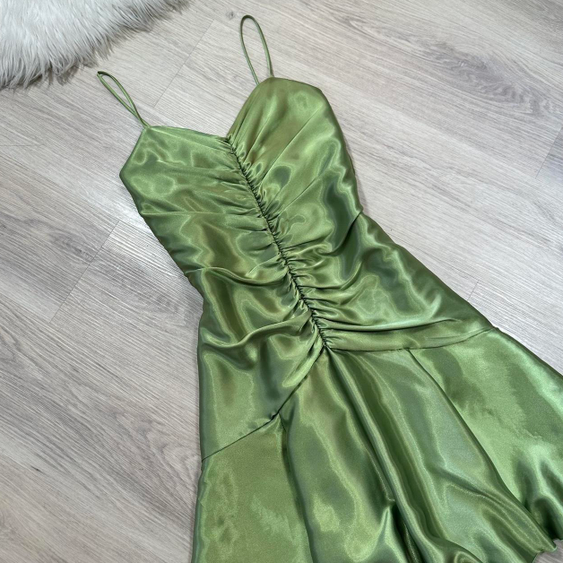 Vintage  Sheath Green Hoco Dresses Satin Spaghetti Strap Short Prom Dresses