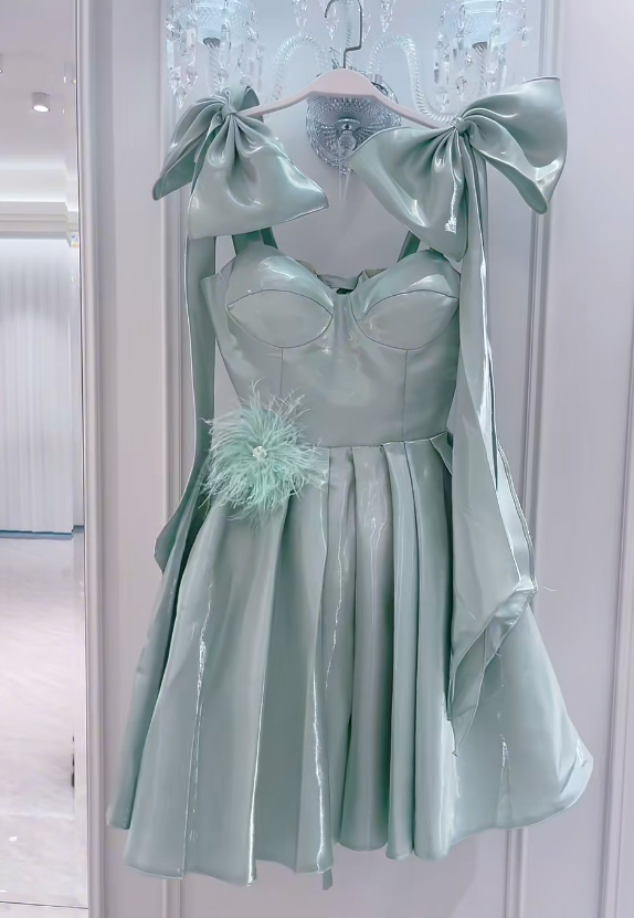 Fairy Short A-Line Prom Dresses, Green Homecoming Dresses,  Cute Birthday Dresses