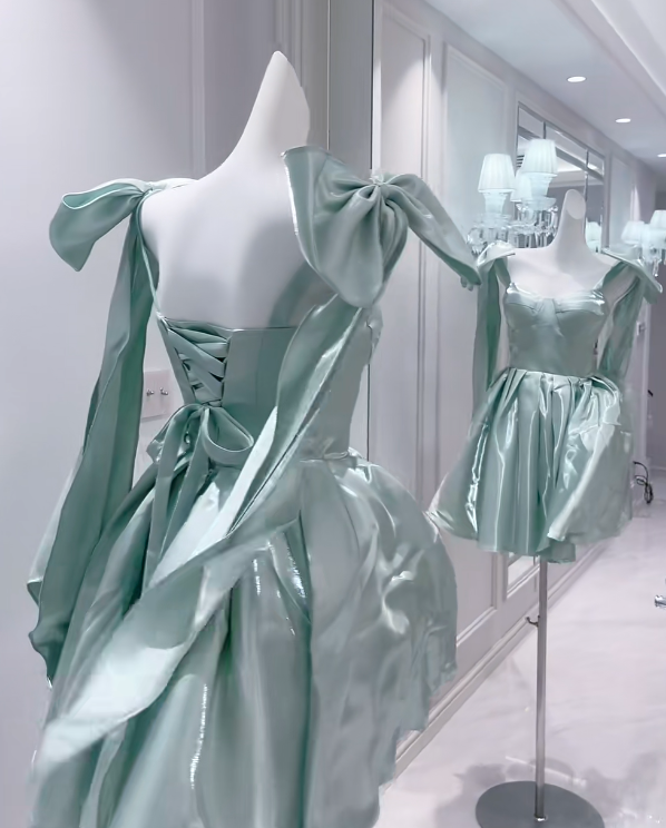 Fairy Short A-Line Prom Dresses, Green Homecoming Dresses,  Cute Birthday Dresses