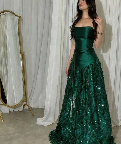 Elegant Straps Sheath Midnight Blue Long Prom Dresses Satin Midnight Blue Evening Gowns