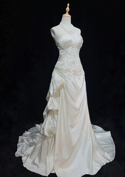 Vintage Sheath Long Wedding Dresses Sweetheart Satin White Bridal Gowns Sleeveless Bridal Dresses