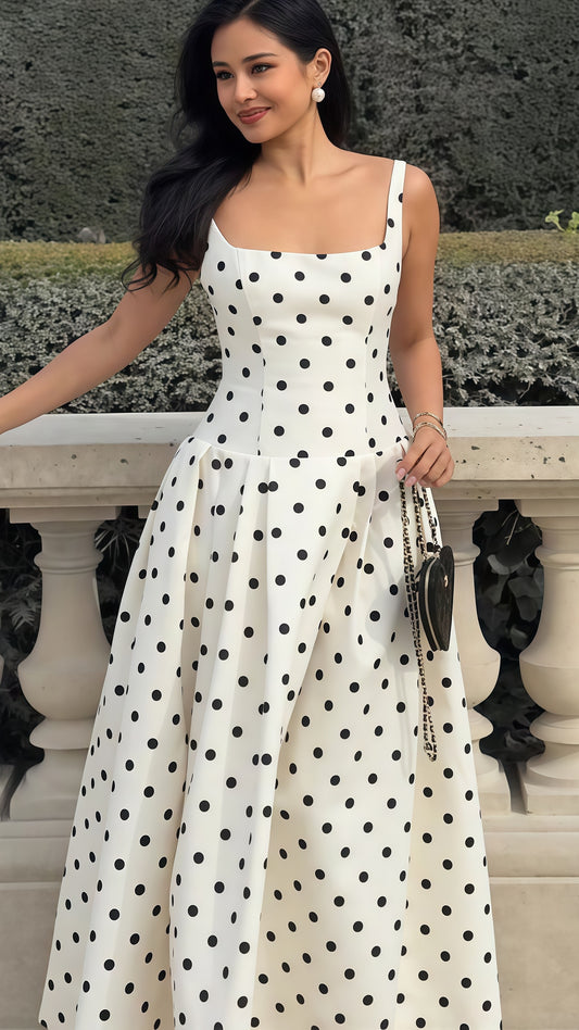 Elegant A-Line Dots Party Dress High Quality Vocation Dresses,AST1881