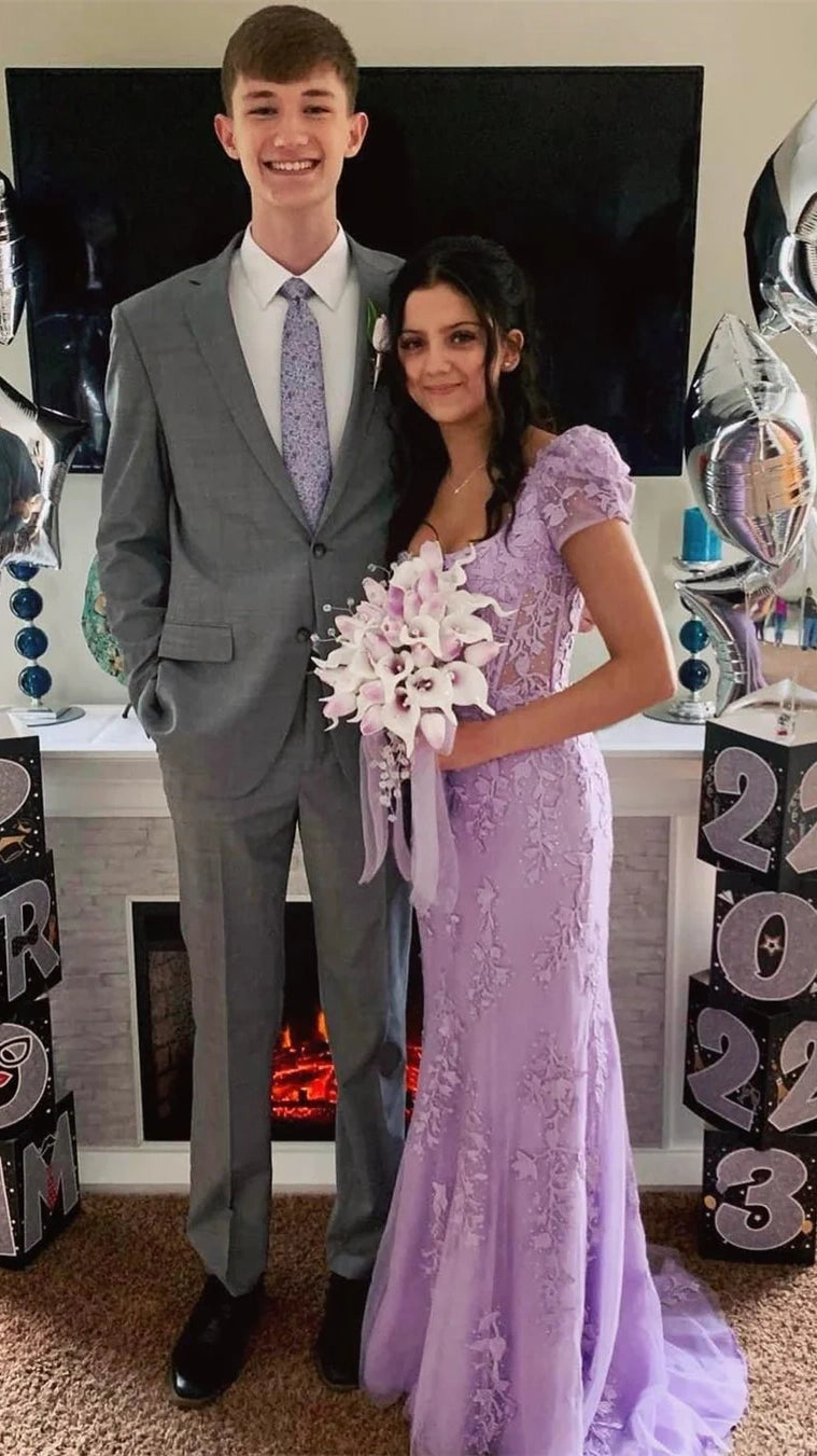 Elegant Appliques Beaded Mermaid Prom Dresses V-Neck Evening Party Dress,AST2225