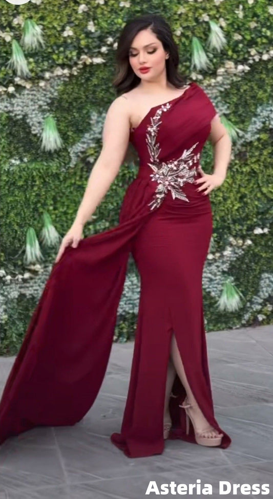 Elegant Burgundy Formal Party Dresses Appliques Bridesmaid Dress