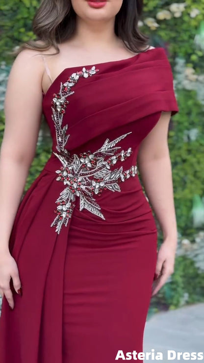 Elegant Burgundy Formal Party Dresses Appliques Bridesmaid Dress