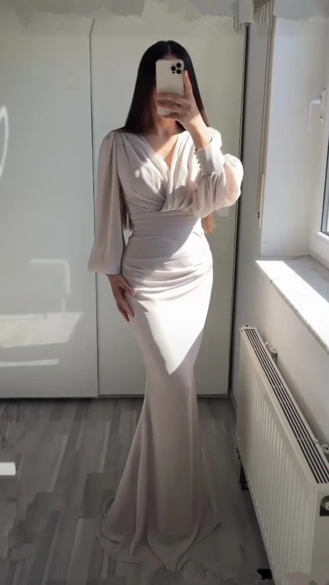 Elegant Mermaid V-Neck Prom Dresses For Women Party Dress,AST2177