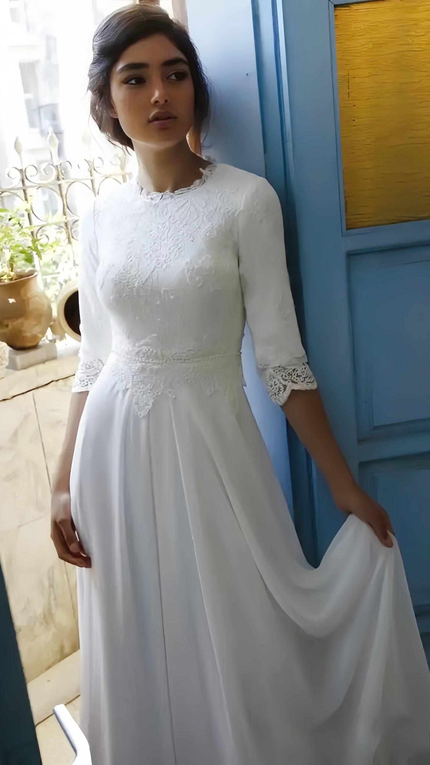 Elegant Sheath Lace Wedding Dresses Chiffon Bridal Dress,AST2153
