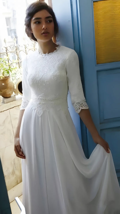 Elegant Sheath Lace Wedding Dresses Chiffon Bridal Dress,AST2153
