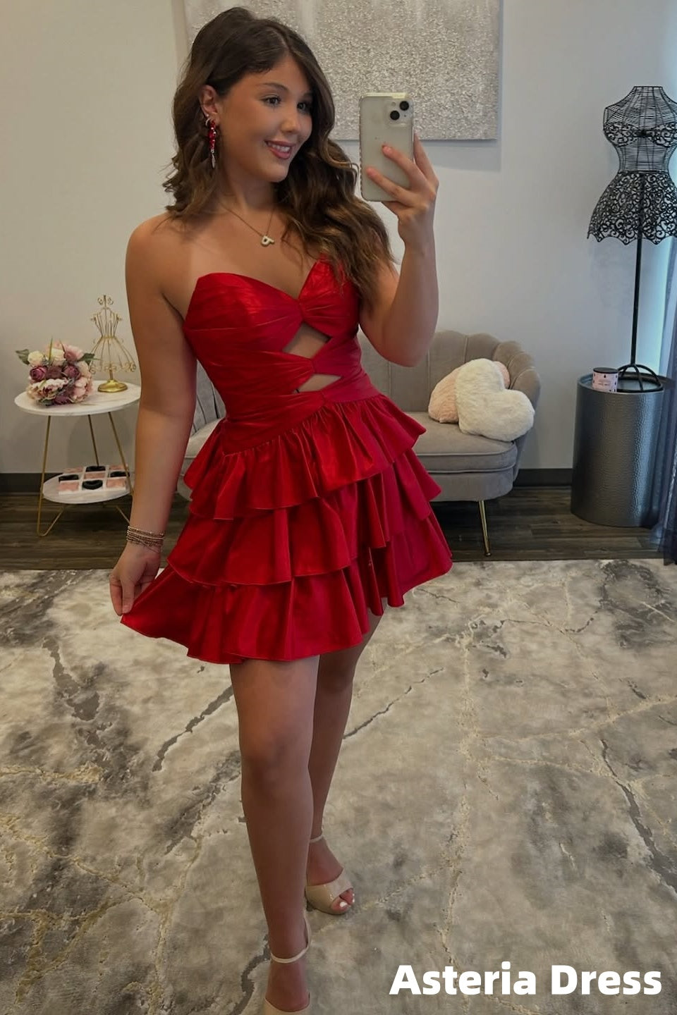 Fashion Red Sweetheart Layers Ruffles Mini Homecoming Dress