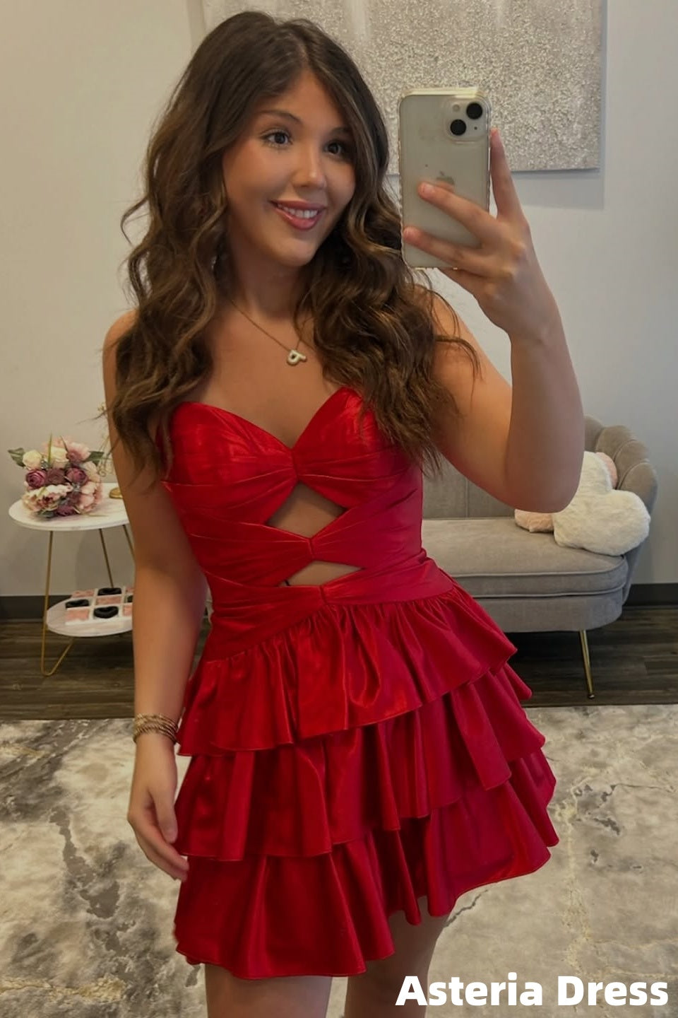 Fashion Red Sweetheart Layers Ruffles Mini Homecoming Dress