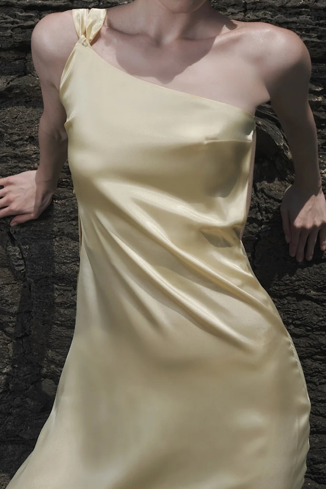 Free Style Pastel Yellow Silk Satin Long Party Dress, Sheath Backless Prom Dresses, AST1489