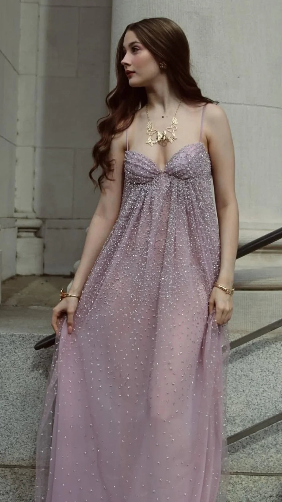 Glitter Spaghetti Straps A-line Prom Dresses Sequined Long Party Dress,AST2297