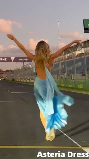 Gorgeous Mermaid Halter Satin Long Party Dresses Blue Backless Prom Dress