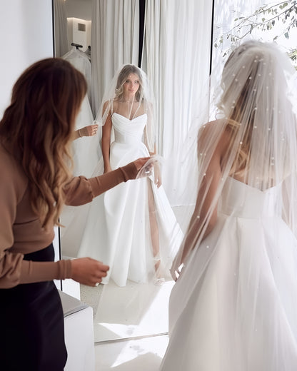 Gorgeous White Sweetheart A-line Wedding Gown Long A Line White Beach Split Bridal Dresses,AST2152