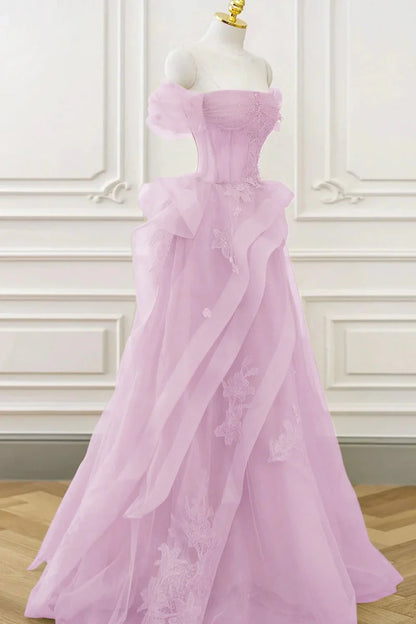 Grass Green A-Line Prom Dresses Tulle Appliques Evening Dress,AST2203