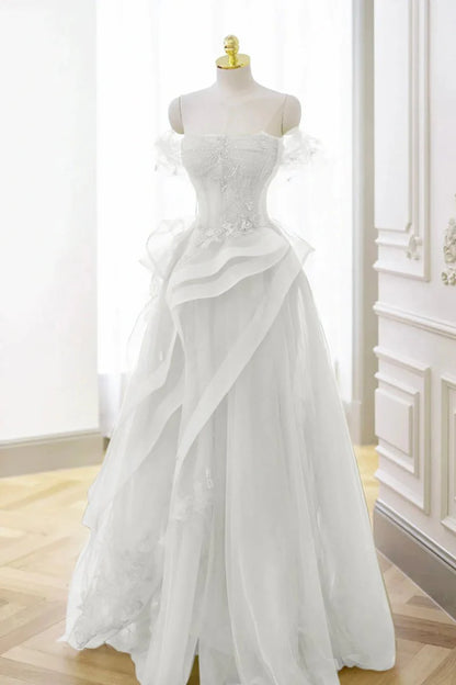 Grass Green A-Line Prom Dresses Tulle Appliques Evening Dress,AST2203