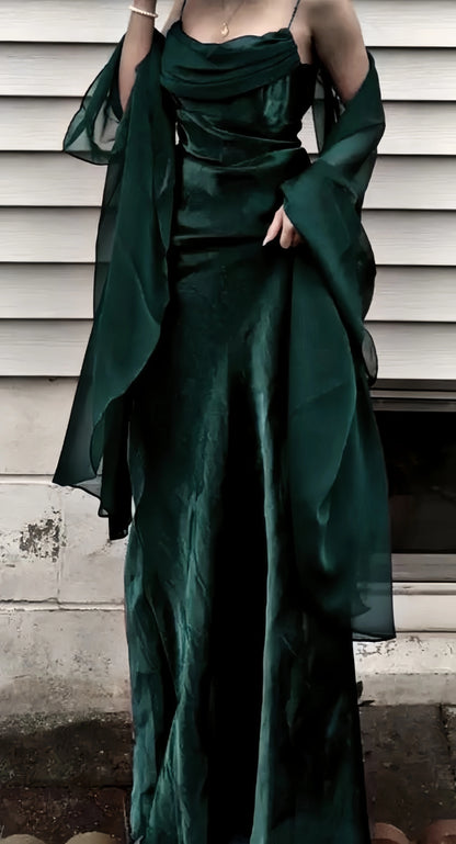 Green Sheath Long Prom Dresses, Satin Evening Party Dress, AST1525