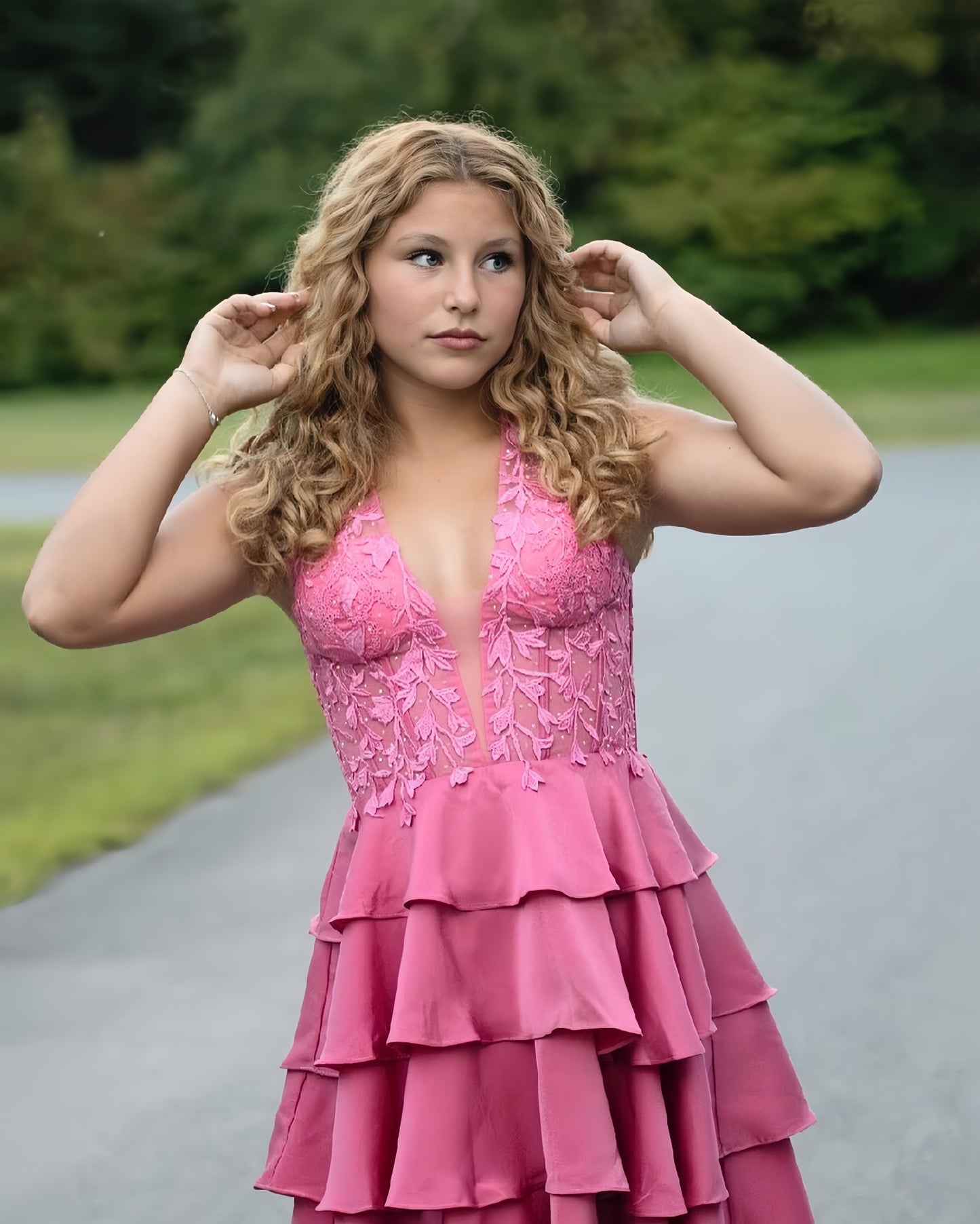 Halter Pink Appliques Homecoming Dresses Beaded Celebrity Dress, AST1425