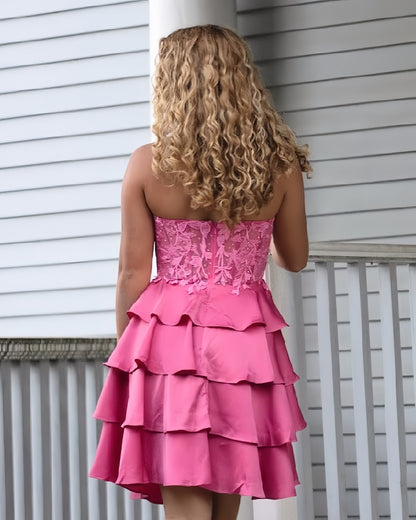 Halter Pink Appliques Homecoming Dresses Beaded Celebrity Dress, AST1425