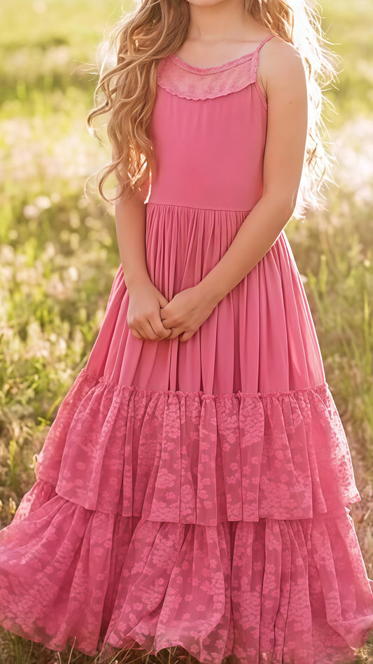 Hand Made Dusty Rose Lace Flower Girls Dresses,AST1656