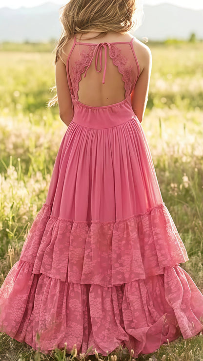 Hand Made Dusty Rose Lace Flower Girls Dresses,AST1656