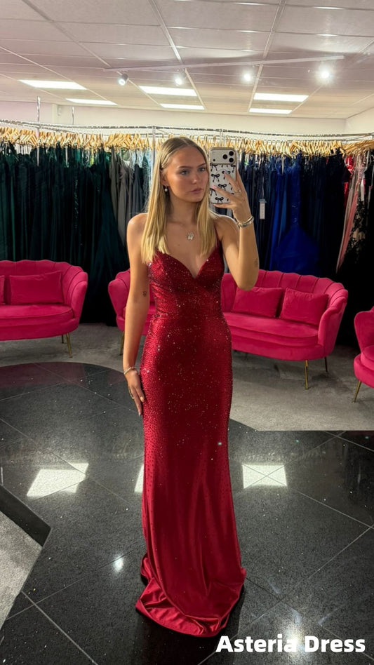 Hot Sequins Burgundy Mermaid Prom Dress