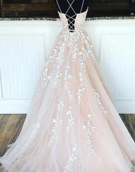 Ivory A-Line Wedding Dress with Lace Appliques - Bridal Gown