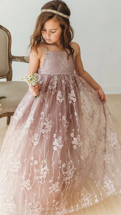 Dusty Rose Lace Flower Girls Dresses,AST1653