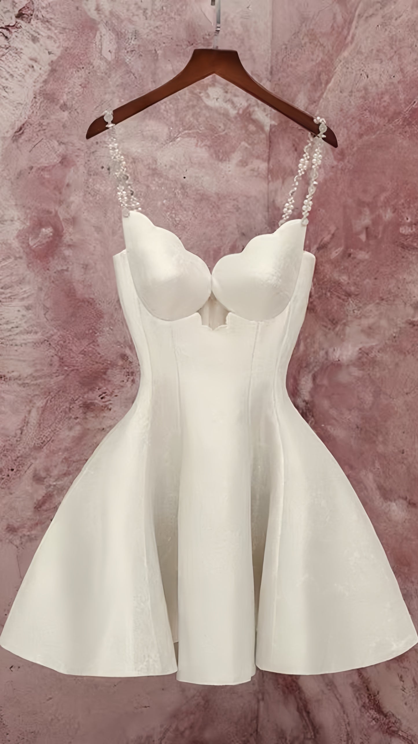 Ivory A-line Homecoming Dresses Pearl Beaded Back To School Dress,AST2009