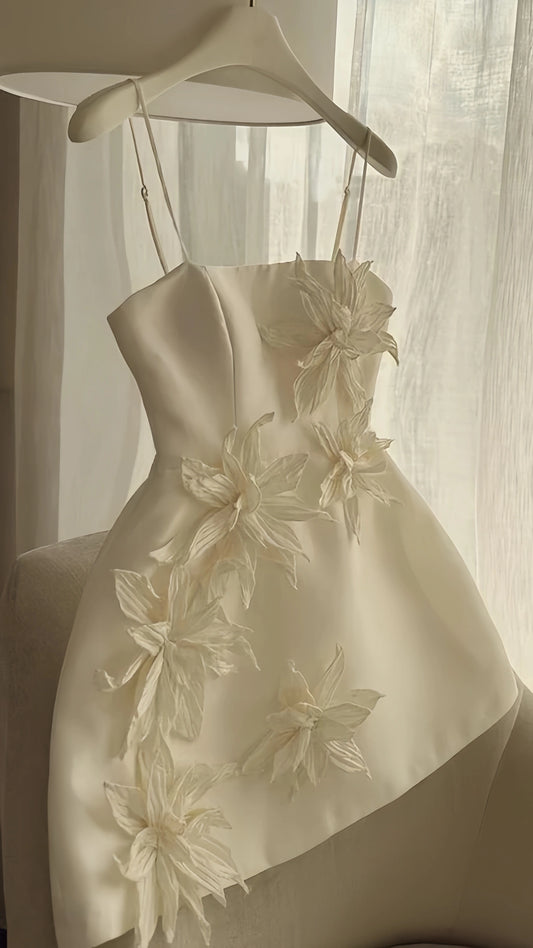 Ivory Floral Homecoming Dresses Birthday Celebration Party Dress, AST2037