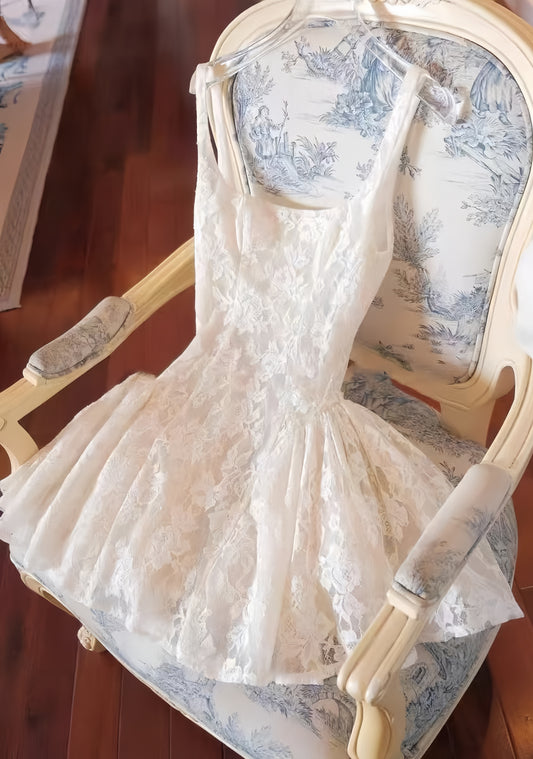 Ivory Lace Homecoming Dresses Mini Party Dress,AST2023