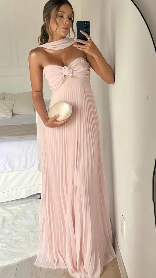 Light Pink Sweetheart Prom Dresses Pleated Chiffon Evening Party Dress,AST2248