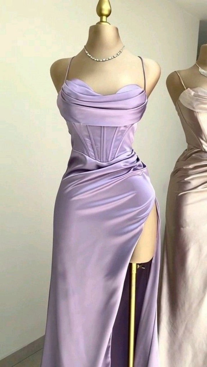 Adelaide |Mermaid Satin Long Prom Dress with Slit