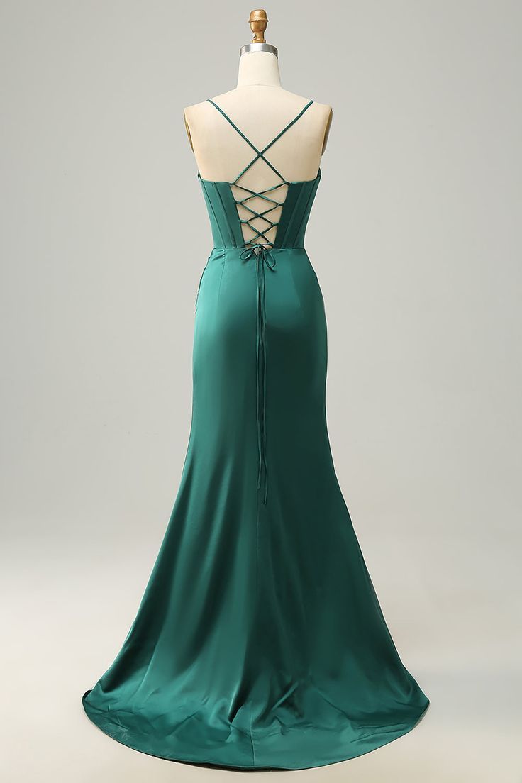 Long Sleeve Meimaid Satin Floor Length Prom Dress with Beads
