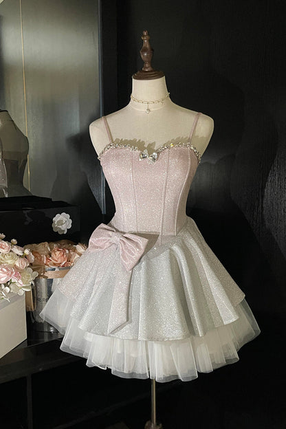 Lovely Short/Mini Party Dress with Rhinestones, Sparkly A-Line Homecoming Graduation Dress