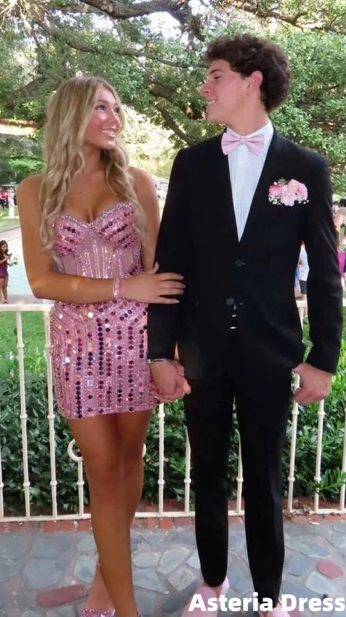 Luxurious Bodycon Sweetheart Pink Corset Homecoming Dress with Beading