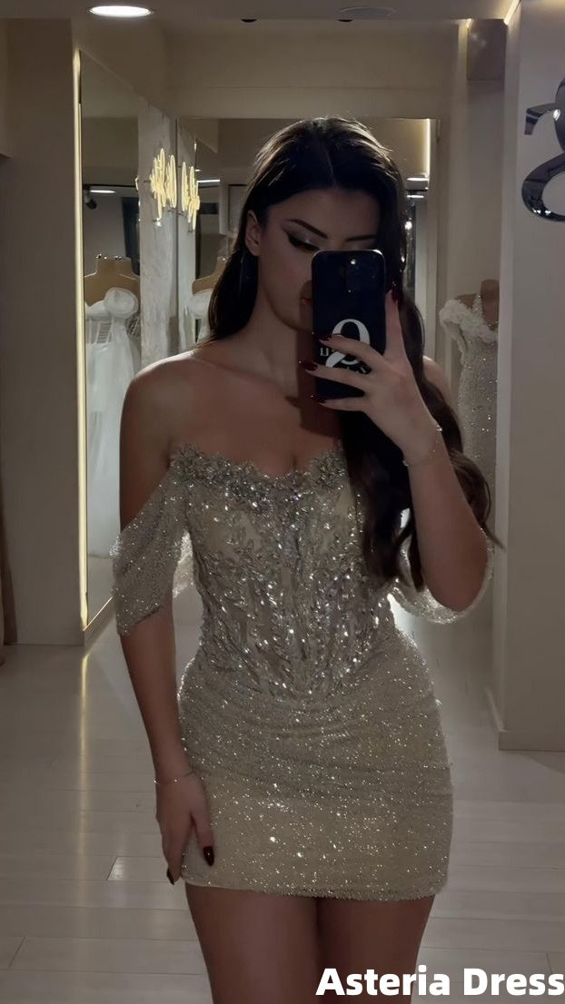 Luxury Appliques Beaded Homecoming Dresses Bodycon Sequin Hoco Dress
